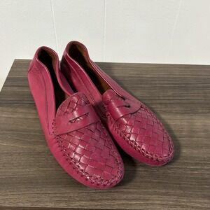 ROBERT ZUR Petra 8.5 Luggage Woven Leather Comfort Penny Loafer Driver Moc Shoes